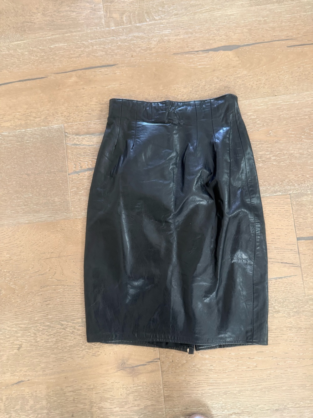 Vintage VAKKO Black Genuine Leather Pencil Skirt Size 4 Made in USA